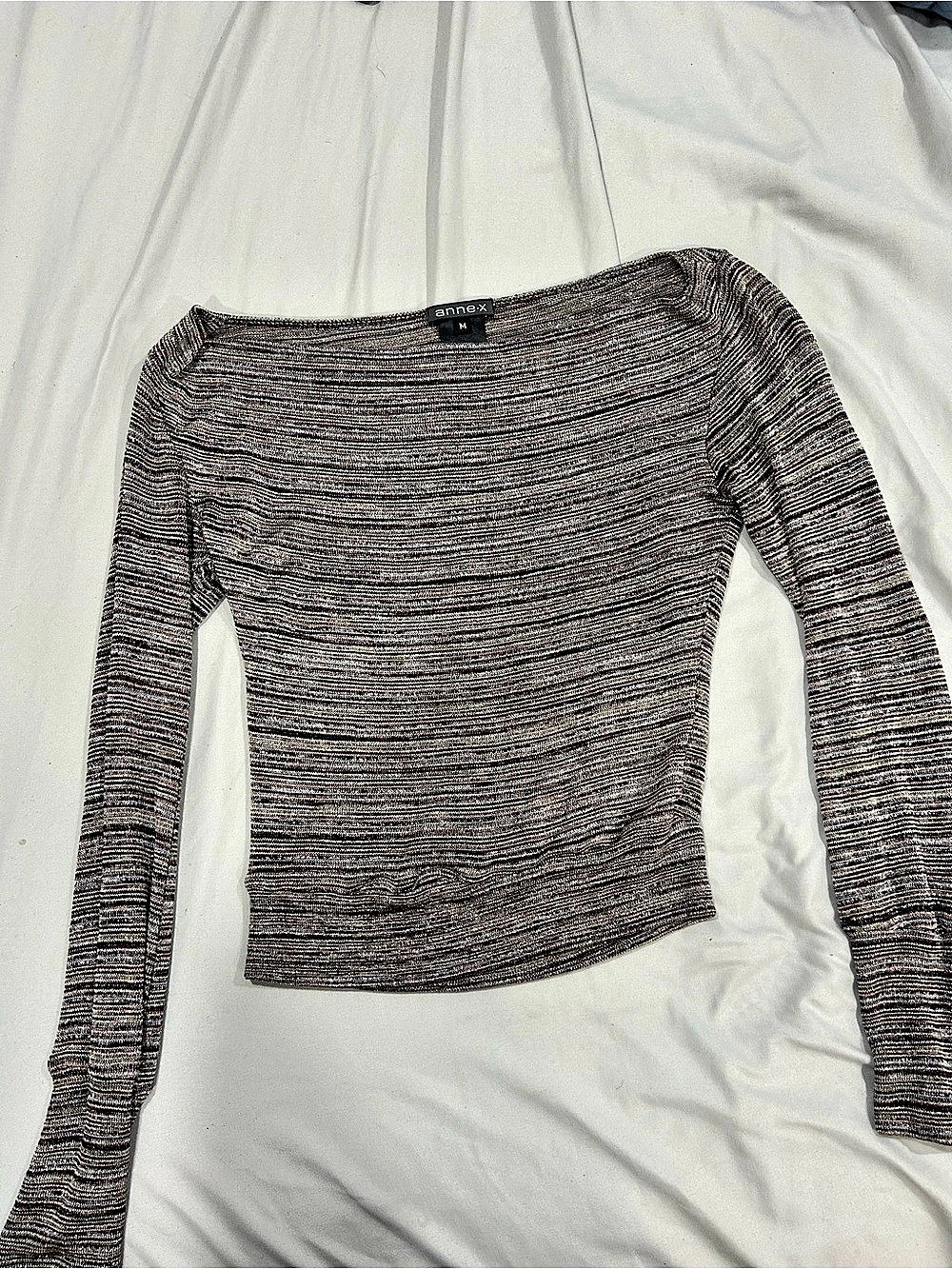 Striped Long Sleeve Top in Brown & White